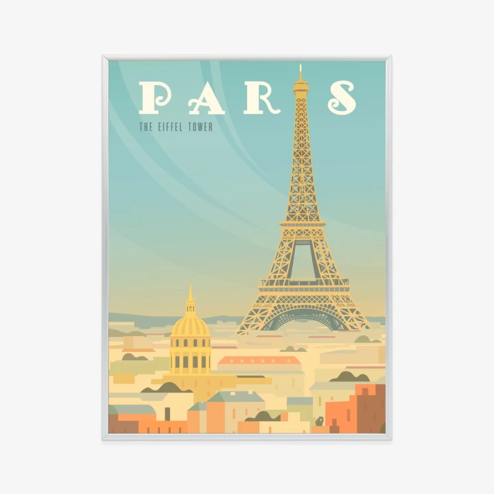 Plakat Wieża Eiffla Ponad Domami Paryża