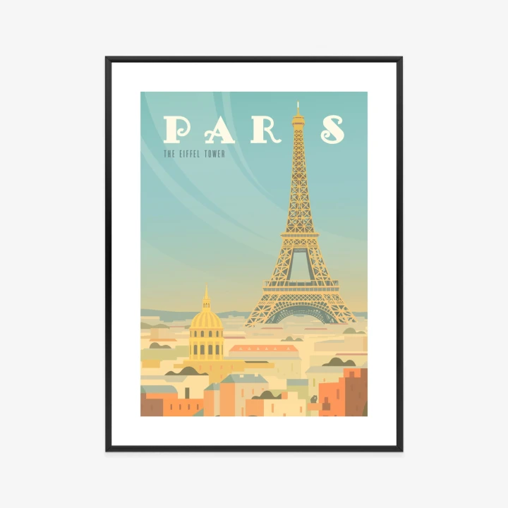 Plakat Wieża Eiffla Ponad Domami Paryża