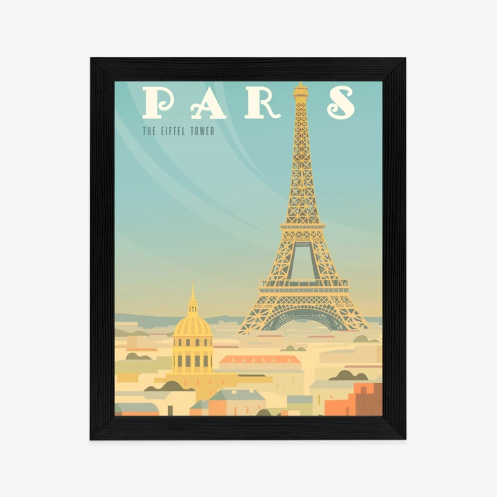 Plakat Wieża Eiffla Ponad Domami Paryża