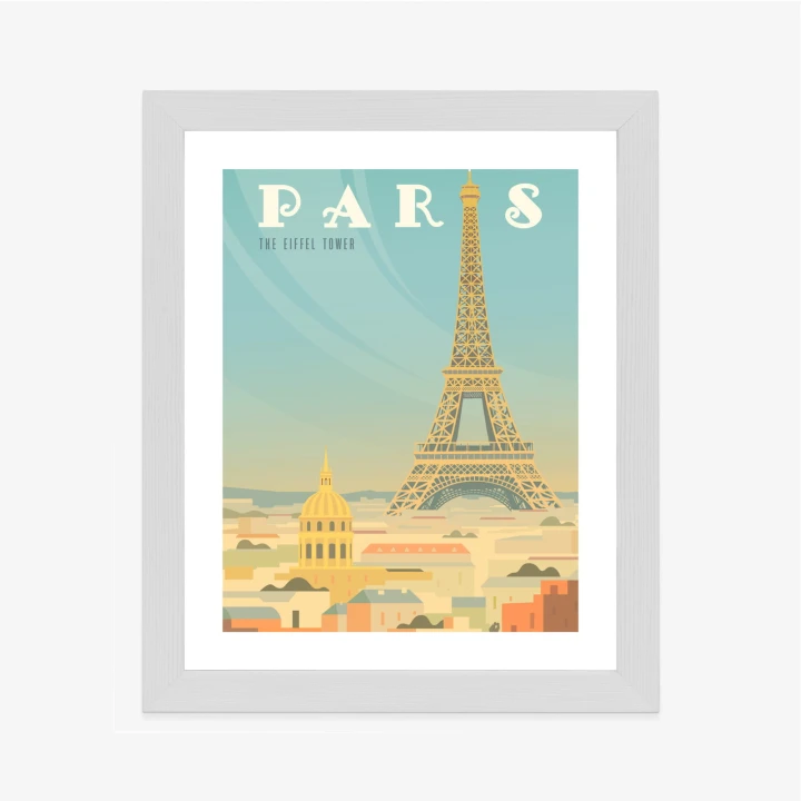 Plakat Wieża Eiffla Ponad Domami Paryża