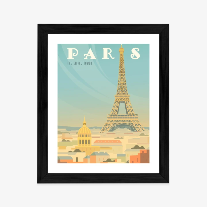 Plakat Wieża Eiffla Ponad Domami Paryża