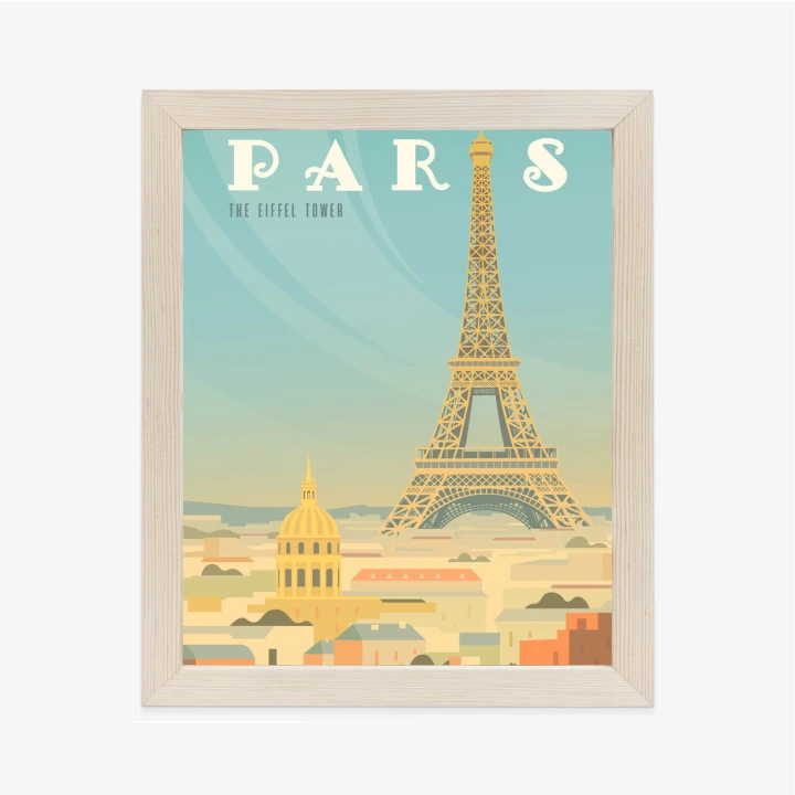 Plakat Wieża Eiffla Ponad Domami Paryża