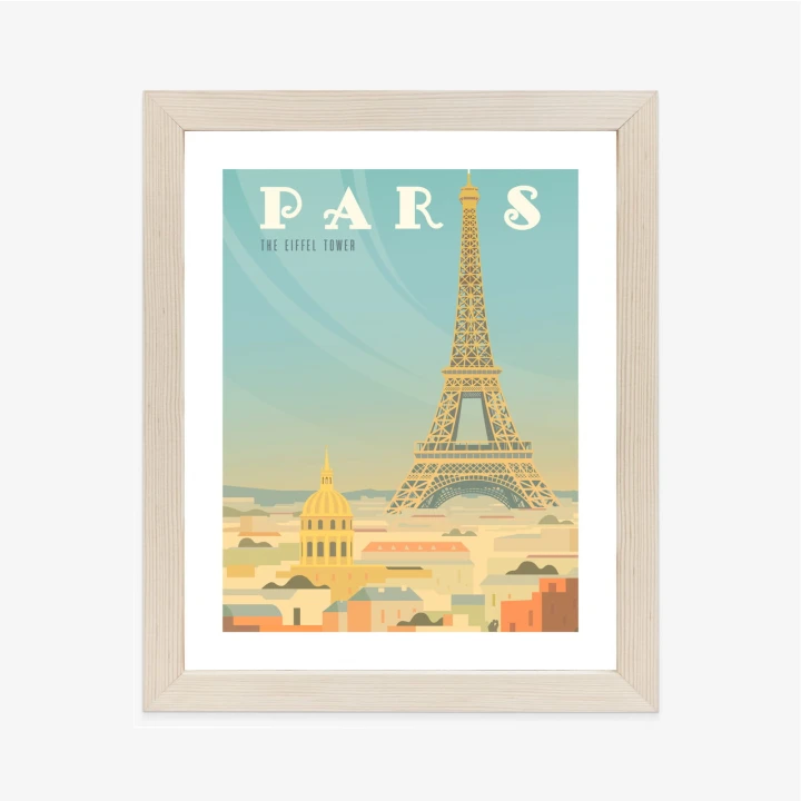 Plakat Wieża Eiffla Ponad Domami Paryża