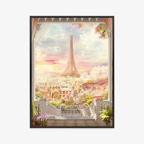 Plakat Widok Z Tarasu Na Malowniczy Paryż