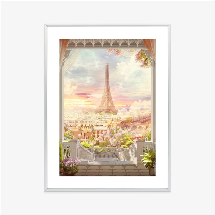 Plakat Widok Z Tarasu Na Malowniczy Paryż