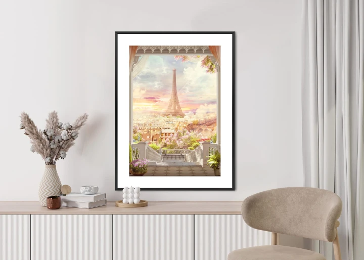 Plakat Widok Z Tarasu Na Malowniczy Paryż