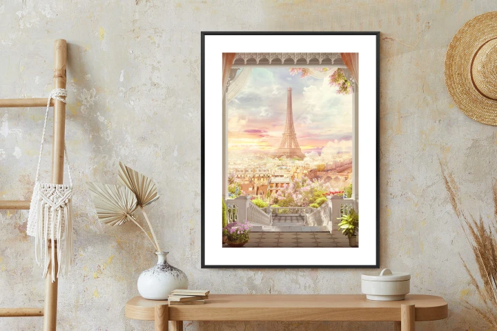 Plakat Widok Z Tarasu Na Malowniczy Paryż