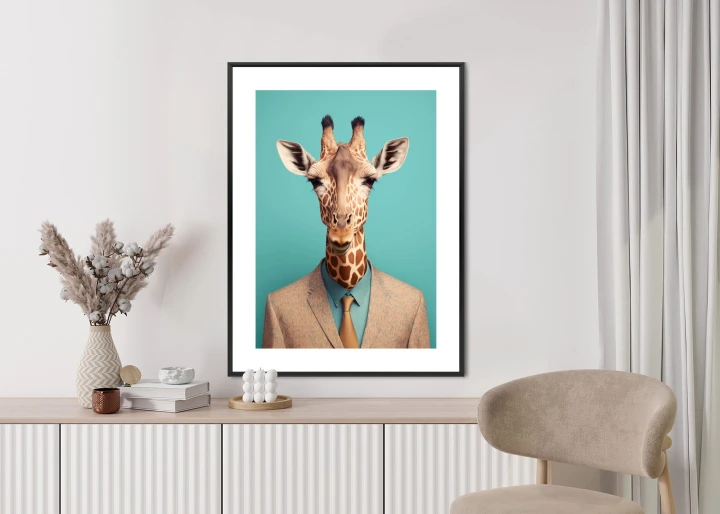 Plakat Żyrafa W Krawacie I Marynarce