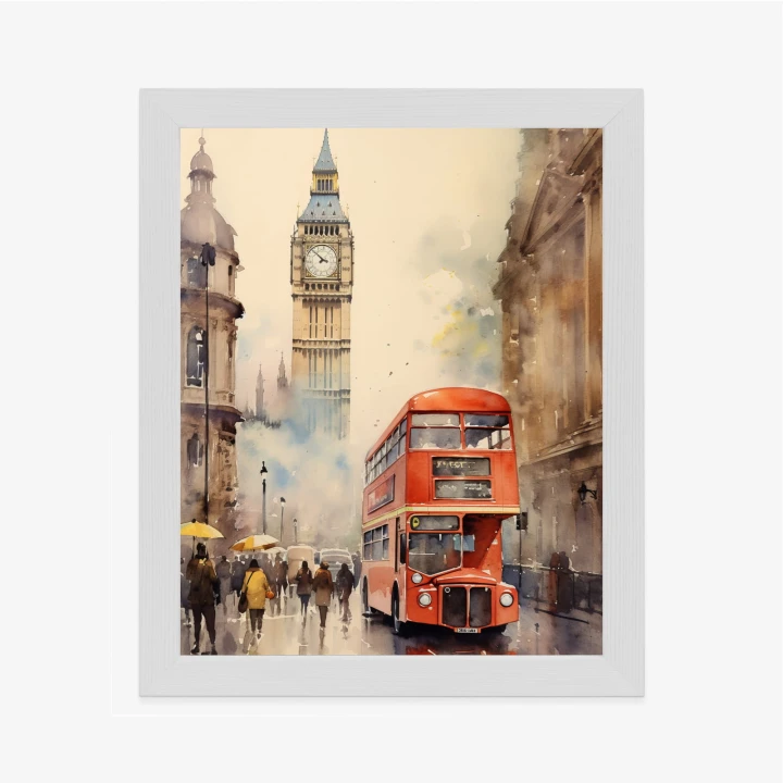 Plakat Czerwony Autobus I Big Ben W Londynie Akwarela