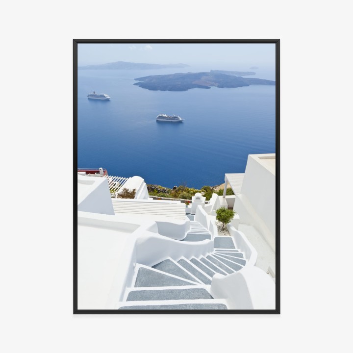 Plakat Santorini Z Malowniczym Widokiem Na Morze
