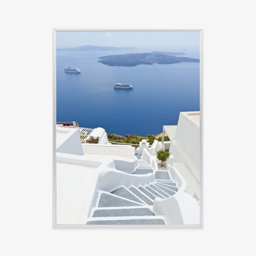 Plakat Santorini Z Malowniczym Widokiem Na Morze