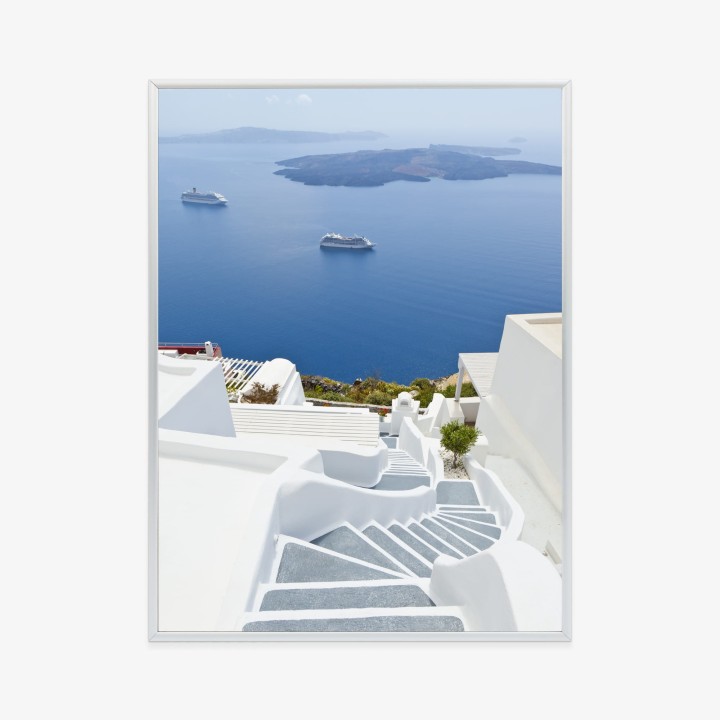 Plakat Santorini Z Malowniczym Widokiem Na Morze