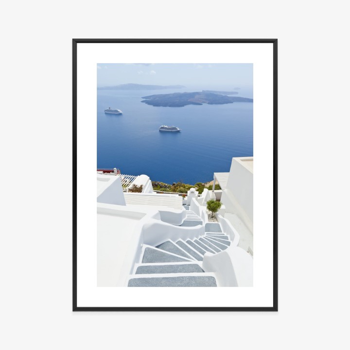 Plakat Santorini Z Malowniczym Widokiem Na Morze