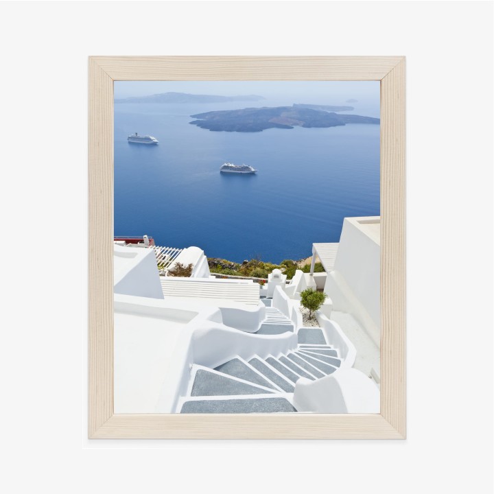 Plakat Santorini Z Malowniczym Widokiem Na Morze