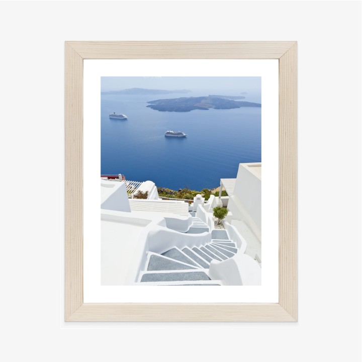 Plakat Santorini Z Malowniczym Widokiem Na Morze