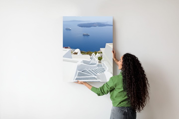 Plakat Santorini Z Malowniczym Widokiem Na Morze