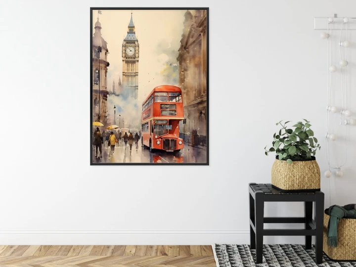 Plakat Czerwony Autobus I Big Ben W Londynie Akwarela