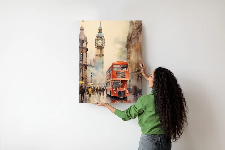 Plakat Czerwony Autobus I Big Ben W Londynie Akwarela