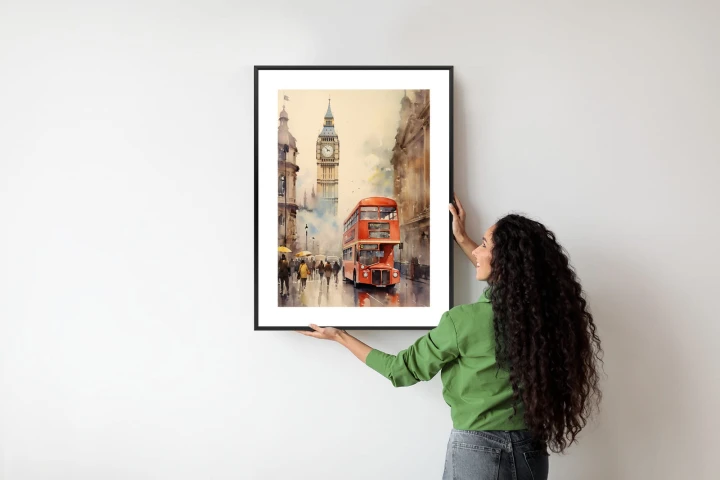 Plakat Czerwony Autobus I Big Ben W Londynie Akwarela