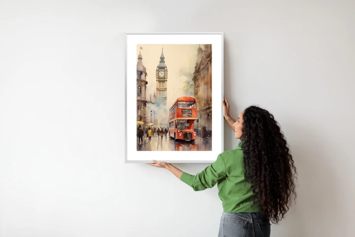 Plakat Czerwony Autobus I Big Ben W Londynie Akwarela