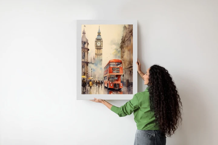 Plakat Czerwony Autobus I Big Ben W Londynie Akwarela