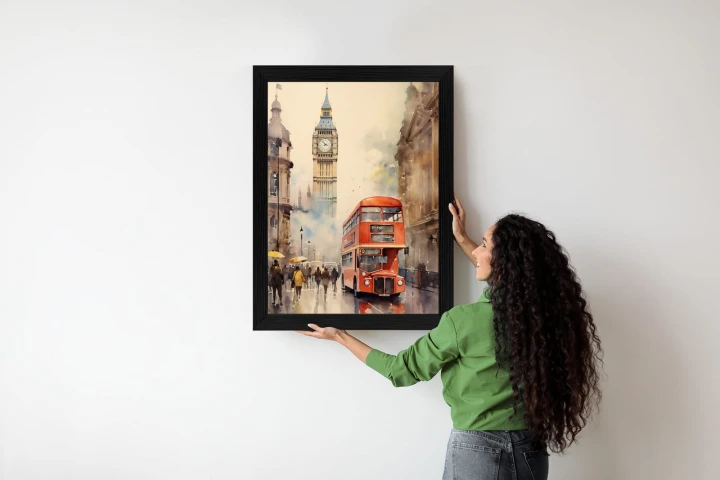 Plakat Czerwony Autobus I Big Ben W Londynie Akwarela