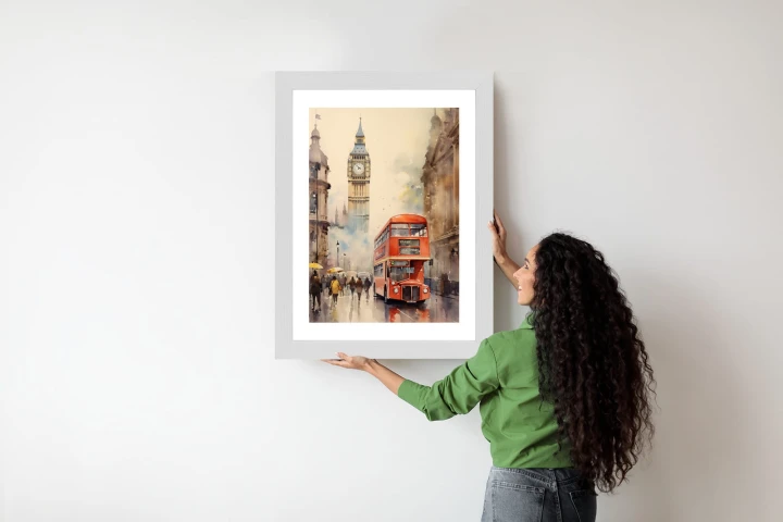 Plakat Czerwony Autobus I Big Ben W Londynie Akwarela