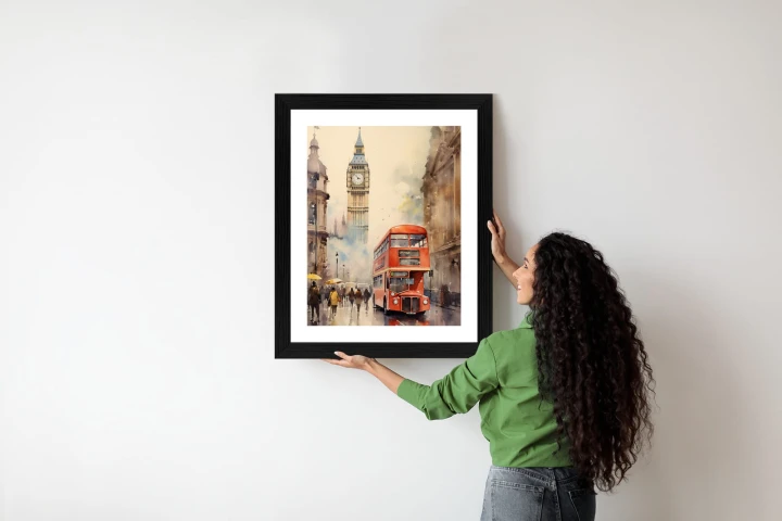 Plakat Czerwony Autobus I Big Ben W Londynie Akwarela