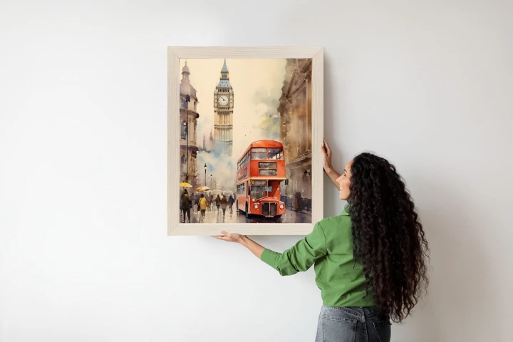 Plakat Czerwony Autobus I Big Ben W Londynie Akwarela