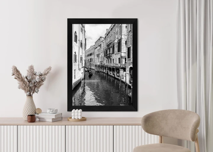Plakat Kanał W Wenecji W Czerni I Bieli