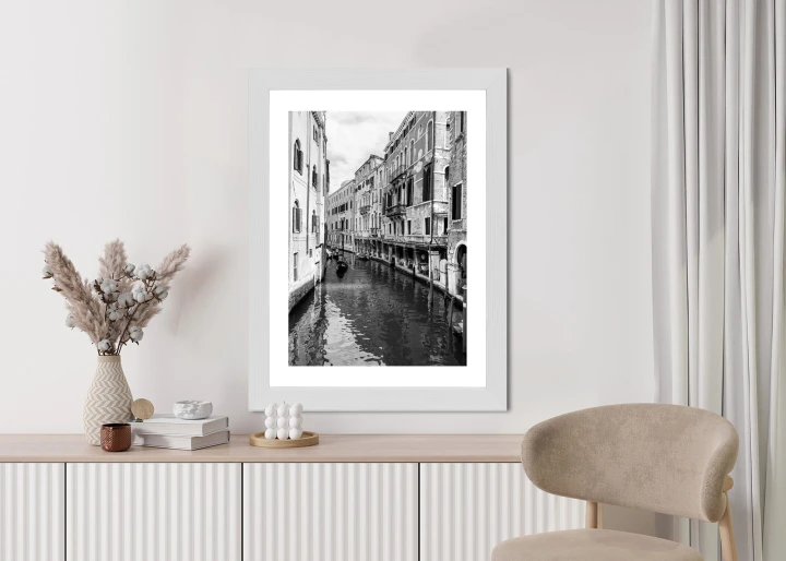 Plakat Kanał W Wenecji W Czerni I Bieli