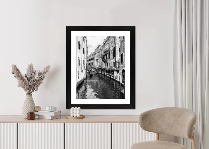 Plakat Kanał W Wenecji W Czerni I Bieli