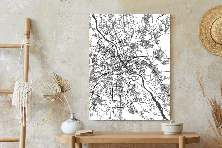 Plakat Warszawa Na Czarno-Białej Mapie