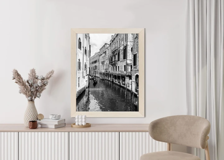 Plakat Kanał W Wenecji W Czerni I Bieli