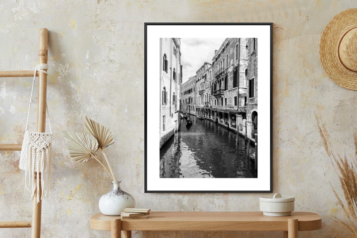 Plakat Kanał W Wenecji W Czerni I Bieli
