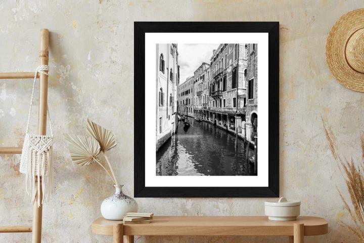 Plakat Kanał W Wenecji W Czerni I Bieli