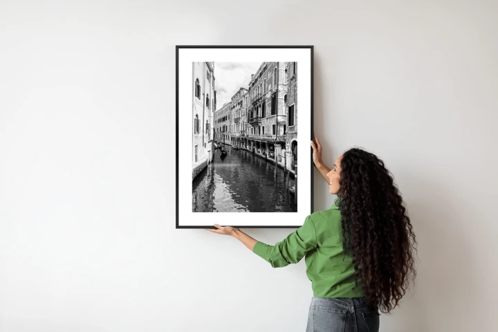 Plakat Kanał W Wenecji W Czerni I Bieli