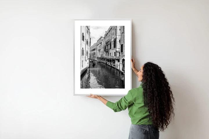 Plakat Kanał W Wenecji W Czerni I Bieli