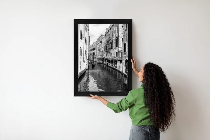 Plakat Kanał W Wenecji W Czerni I Bieli