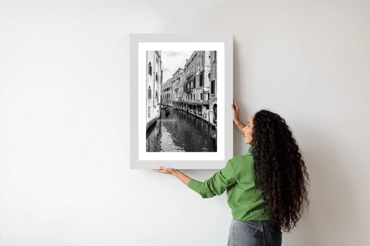 Plakat Kanał W Wenecji W Czerni I Bieli