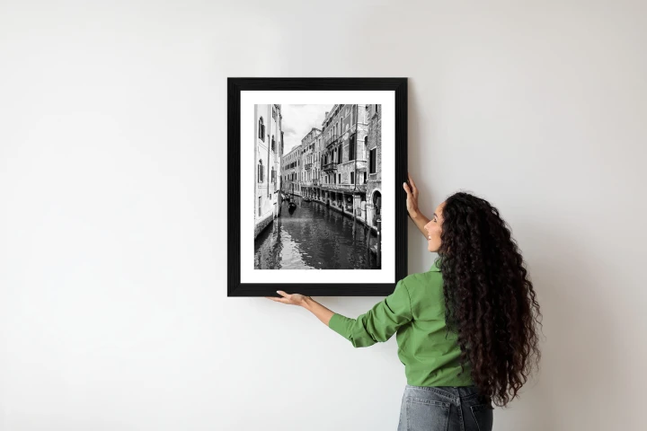 Plakat Kanał W Wenecji W Czerni I Bieli