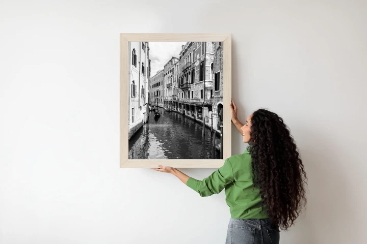 Plakat Kanał W Wenecji W Czerni I Bieli