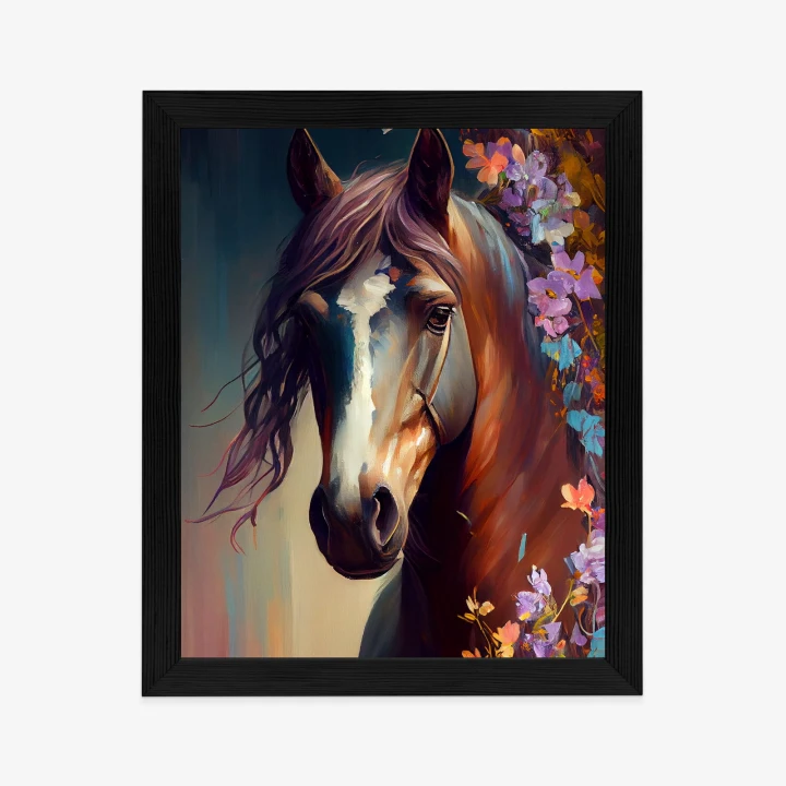 Plakat Portret Konia W Kwiatach