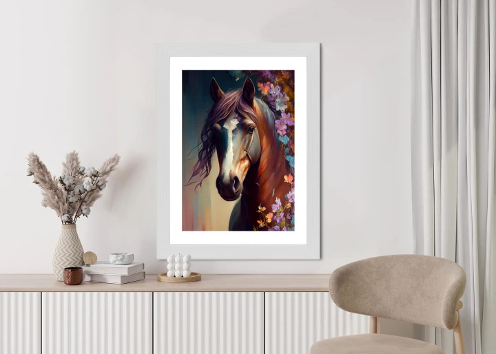 Plakat Portret Konia W Kwiatach