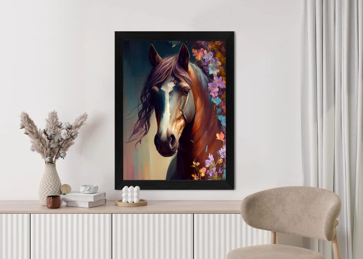 Plakat Portret Konia W Kwiatach