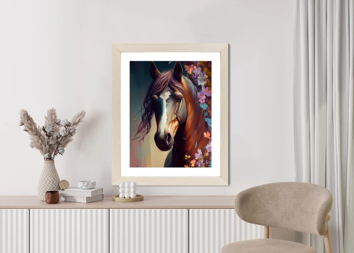 Plakat Portret Konia W Kwiatach
