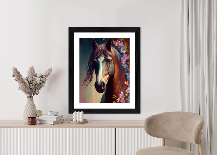 Plakat Portret Konia W Kwiatach