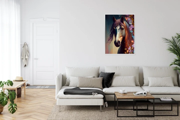 Plakat Portret Konia W Kwiatach