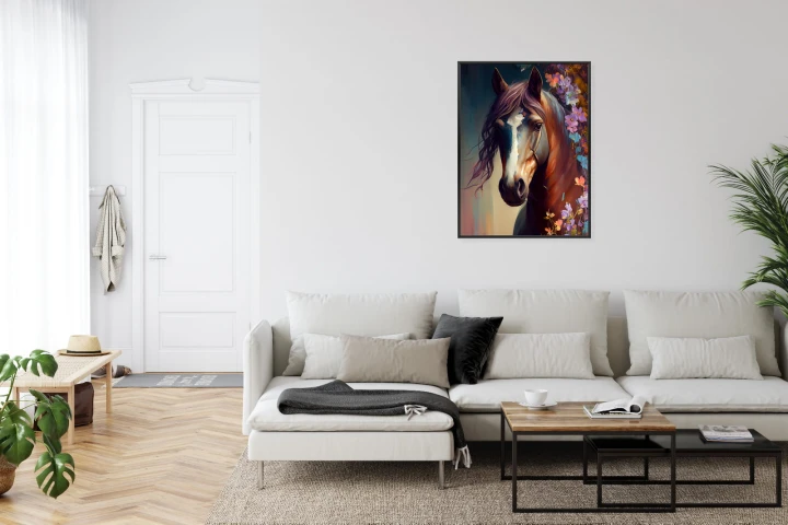 Plakat Portret Konia W Kwiatach