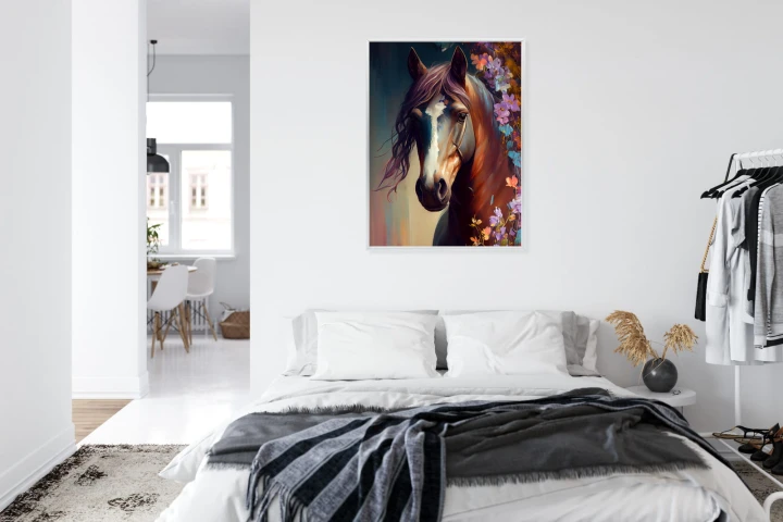 Plakat Portret Konia W Kwiatach